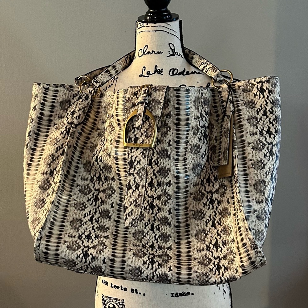 Margot Adele Oversized Python Embossed Leather To… - image 8